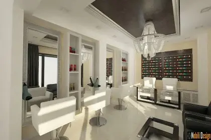 Sleek beauty salon interior design concept 