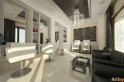 Sleek beauty salon interior design concept 