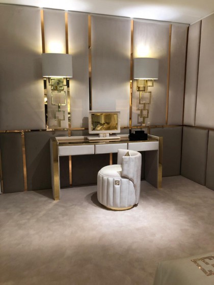 Luxury Gold Brass Dressing Table With Drawers - Signature-02