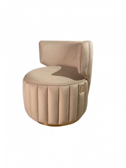 Luxury Upholstered Ivory Soft Velvelt Stool - Signature