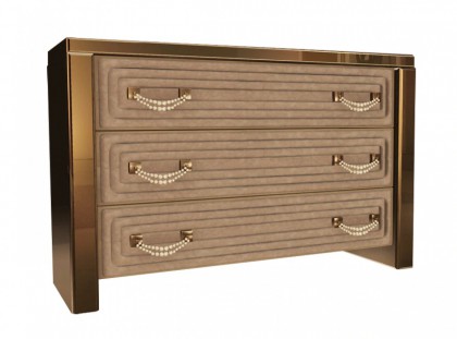 High End Italian Mirrored Suede Drawers Collier