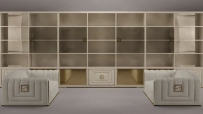 High End Modern Ivory Shelving Wall Unit Collier