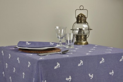 Cotton fabric for restaurant table linen Navy 02