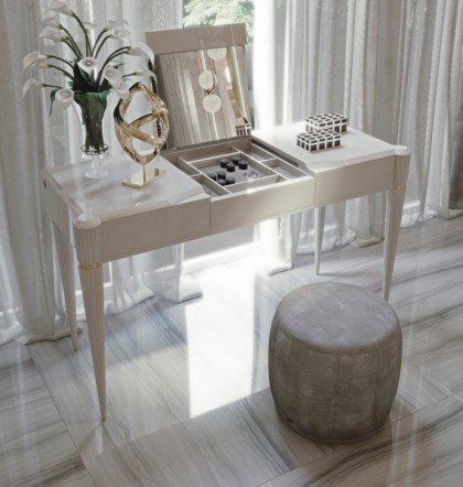 Ellipse Vanity Table with Ottoman