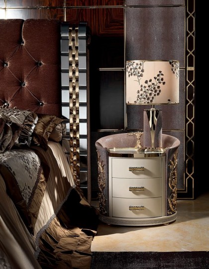 ART. LM002 BEDSIDE TABLE WITH LEATHER-LILIUM COLLECTION