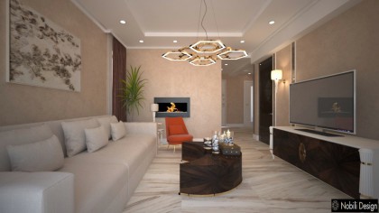 Classic Living Room for Rome Italy two-leveled house