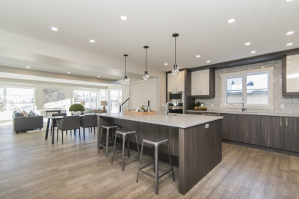 Beautiful shot modern house kitchen dining room