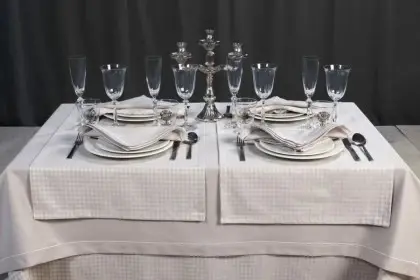 Damask fabric for restaurant table linen Mikado Collection