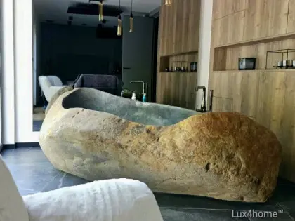 Natural stone bathtub bedroom